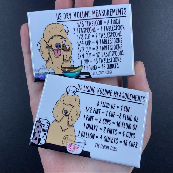 Tan Standard Poodle Dog Measuring Chart Magnet Set Kitchen Cooking Baking Guide - Picture 2 of 8